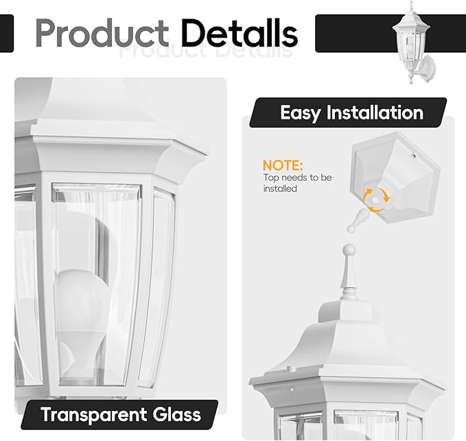 EMART Dusk to Dawn Outdoor Porch Light, Exterior Anti-Corrosion, Waterproof - Image 5