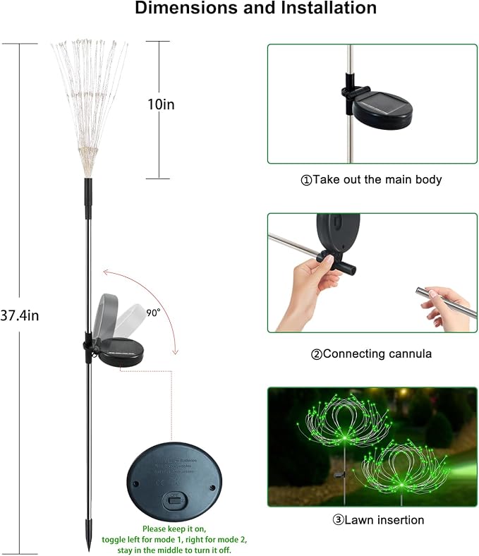 Solar Garden Lights Outdoor Waterproof, 2 Pack 120 LED Solar Firework Lights - Image 6