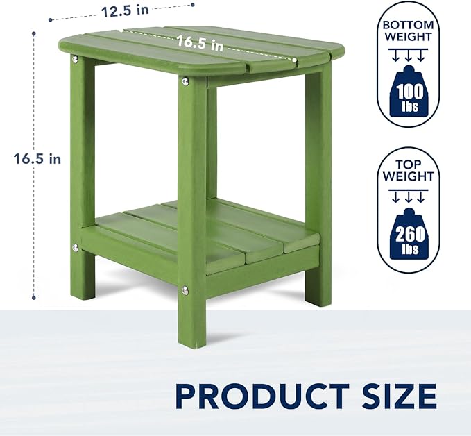 Nalone Adirondack Side Table, 16.5" Outdoor End Table, HDPE Plastic, Small - Image 3