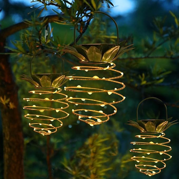 4 Pack Outdoor Solar Hanging Lantern Lights - Image 4