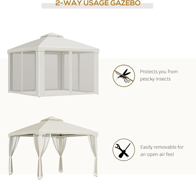 Outsunny 9.6' x 9.6' Patio Gazebo, Outdoor Canopy Shelter - Image 3