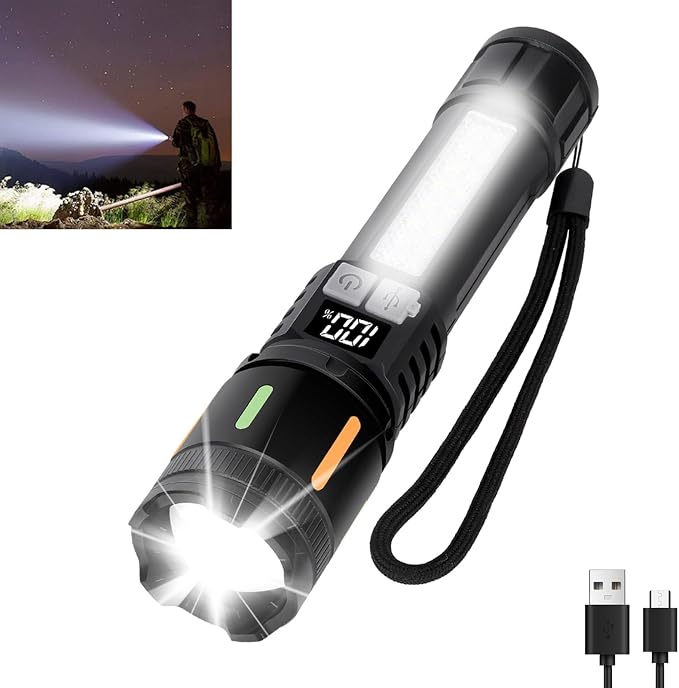 Rechargeable Flashlight High Lumens 900, Super Bright LED Handheld Flashlights by Peascat