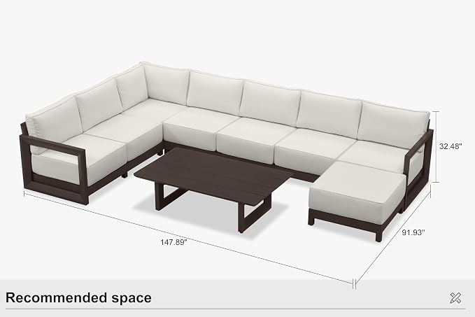 PURPLE LEAF Patio Furniture Set U-Shaped Outdoor Couch - Image 9
