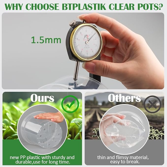 7 Pack 8 Inch Clear Nursery Pots - Image 4