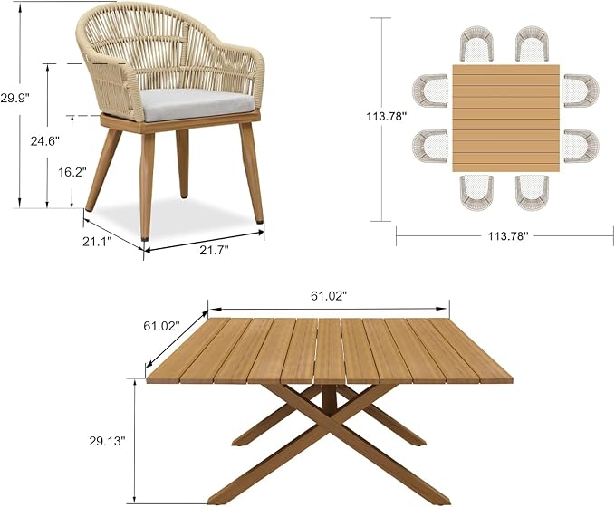 PURPLE LEAF 9 Pieces Patio Dining Set - Image 7
