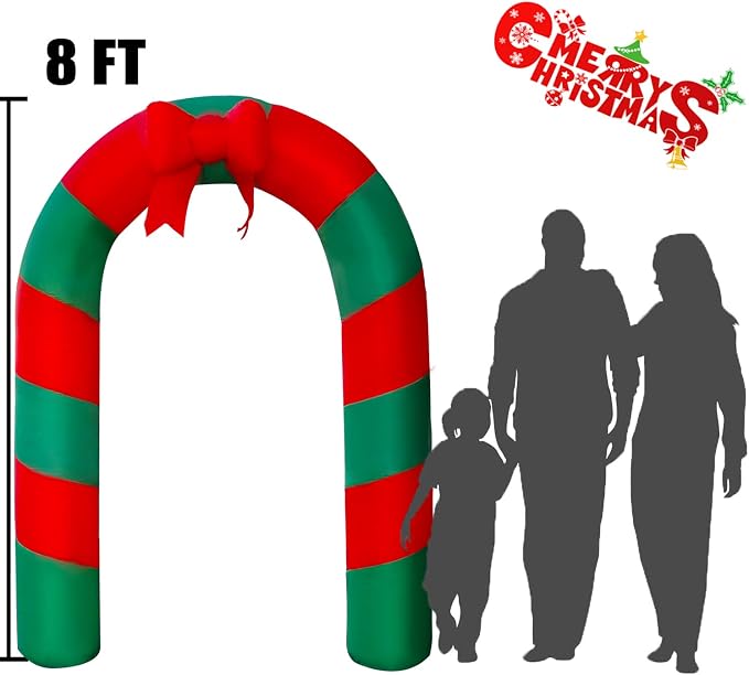 SEASONBLOW 8 Ft LED Light Up Inflatable Christmas Candy Archway - Image 3