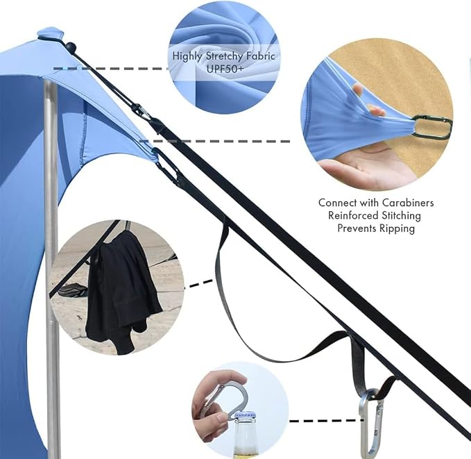 Beach Canopy Windproof Design, Sun Shelter UPF50+ Portable Family Tent - Image 2