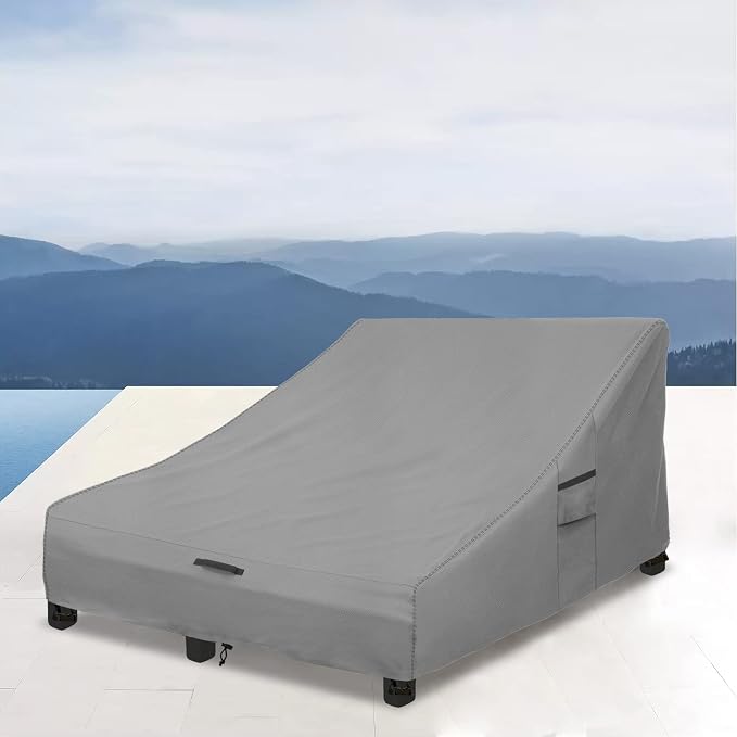 Okcool 100% Waterproof Patio Double Wide Chaise Lounge Chair Cover, 600D Tough - Image 6