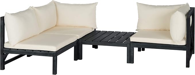 SAFAVIEH Outdoor Collection Lynwood Dark Slate Grey and Beige Modular Outdoor - Image 3