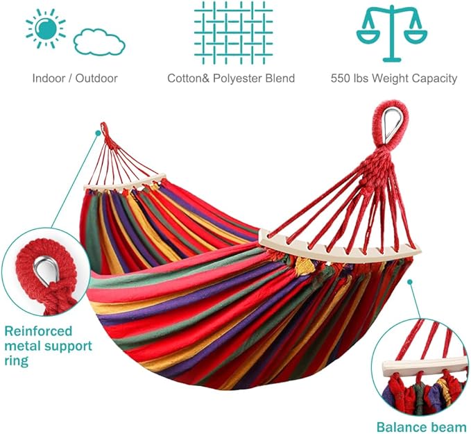MOSFiATA Camping Hammock 550lb Upgraded Thickened 320G Durable Canvas Fabric - Image 2