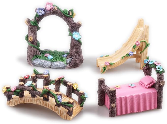 Kai Dream Miniature Fairy Garden Accessories Set, 4 Piece Resin Decorative by KaiDream