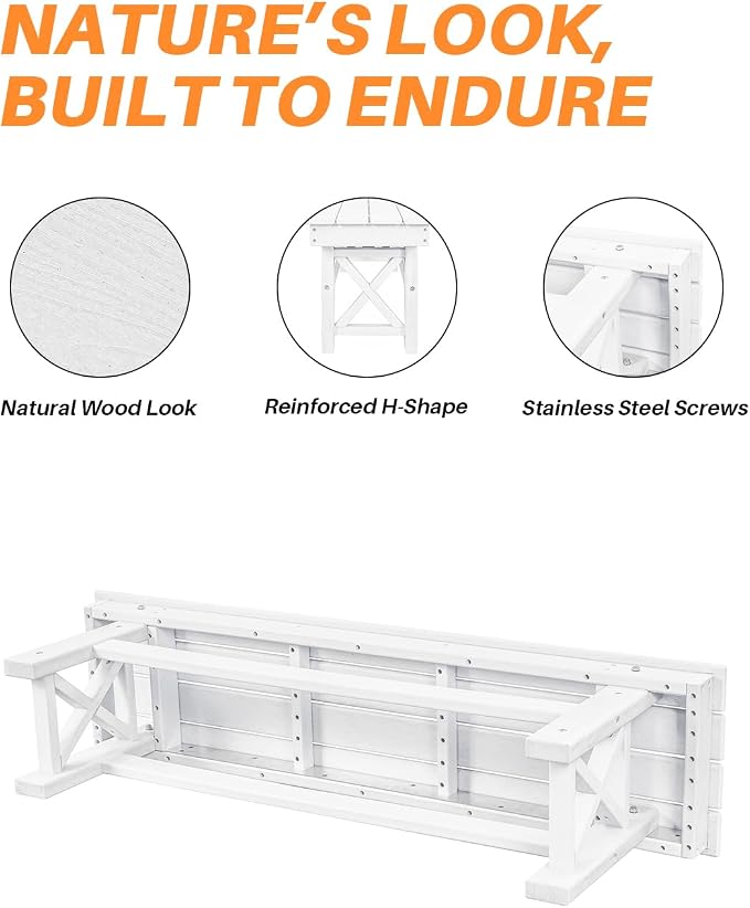 HDPE Outdoor Bench, Poly Lumber Adirondack Benches, All Weather HDPE Patio - Image 9