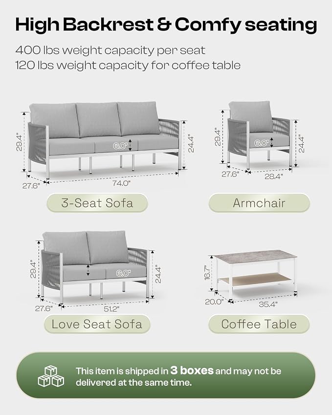 Aluminum Outdoor Patio Furniture Set - Image 7