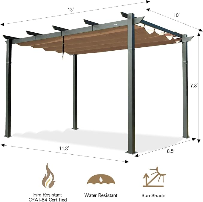 Domi Outdoor Living 10’ X 13’ Outdoor Retractable Pergola - Image 7