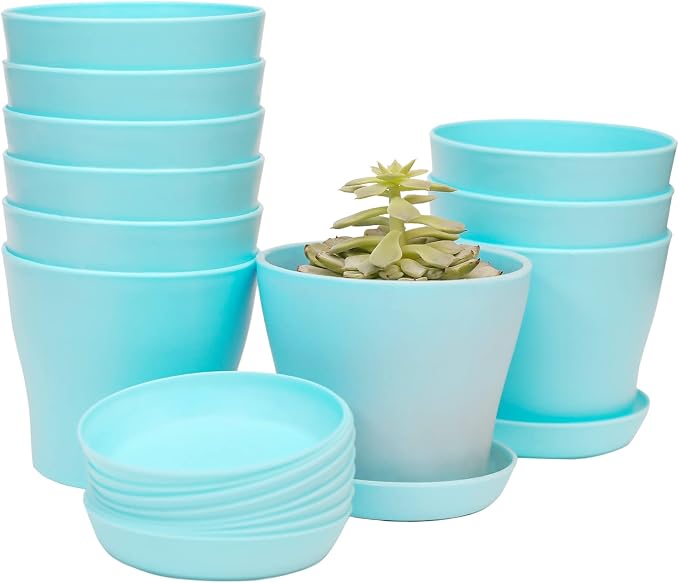 TDHDIKE 10 Pcs Plastic Planters Indoor Flower Plant Pots, Mini Flower Seedlings by TDHDIKE