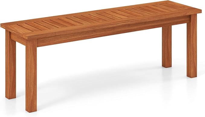 Tangkula Outdoor Wood Bench, 2-Person Backless Patio Garden Bench - Image 9