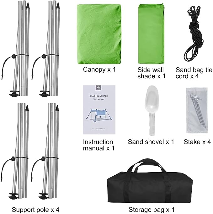 Beach Canopy Tent Shade with Sidewalls 10x10FT, 6.6FT Tall, UPF50+ Sun Shelter - Image 6