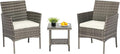 FDW | 3-Piece Patio Furniture Set | Gray & Khaki | Outdoor Wicker Furniture by FDW