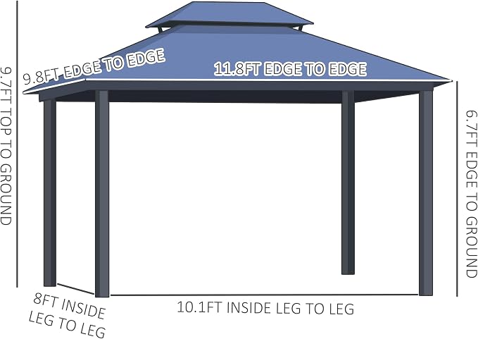 Outsunny 10' x 12' Hardtop Gazebo Canopy - Image 7