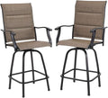 PHI VILLA Outdoor Swivel Bar Stools Set of 2, High Top Patio Chairs by PHIVILLAThepioneerofcomfortablehouseholdsupplies