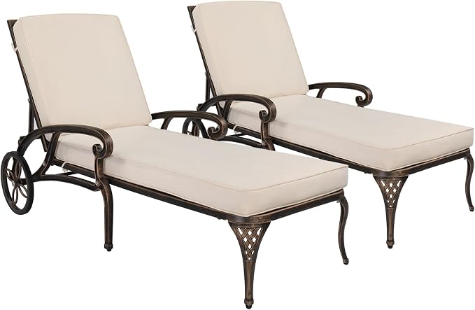 VINGLI Cast Aluminum Outdoor Chaise Lounge Chair by VINGLI