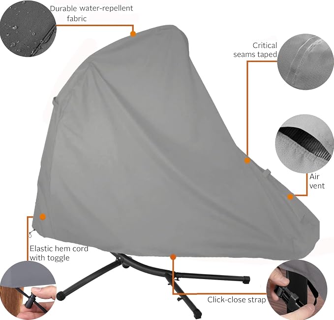Patio Hanging Chaise Lounge Cover 73 Inch Waterproof 900D Heavy Duty Outdoor - Image 3