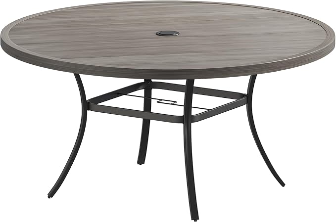 VICLLAX 63" Round Patio Table, Outdoor Dining Table by HOME