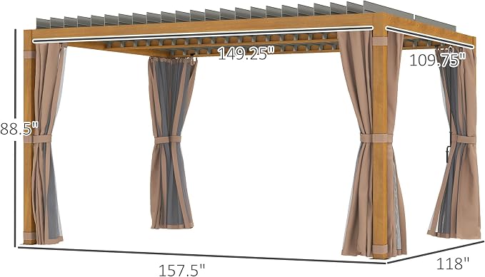 Outsunny 10' x 13' Louvered Pergola Hardtop Gazebo - Image 7