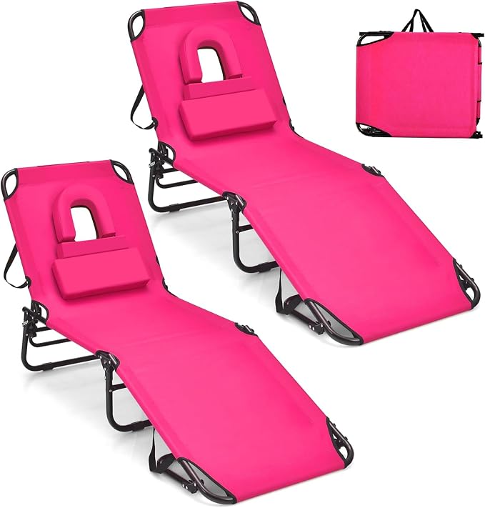 GYMAX Tanning Chair, 350lbs Beach Lounge Chair by GYMAX