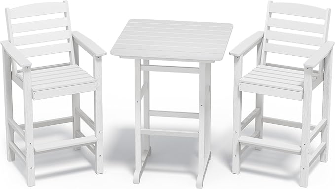 SERWALL Tall Adirondack Bar Chairs and Table 3 Pieces Set, Adirondack Bar by SERWALL