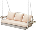 3-Person Wicker Porch Swing Chair Heavy Duty 900 LBS Outdoor Rattan Patio Swing by zzw