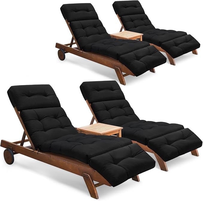 Outdoor Chaise Lounge Chair Cushion Set of 4, Thickened 74.4 x 22 x 4.7 Inches by Tycdiose