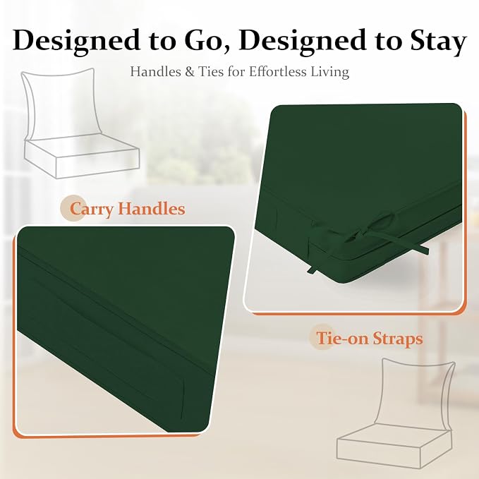 downluxe 22x22 Outdoor Chair Cushions, Waterproof Fade Resistant Patio - Image 4