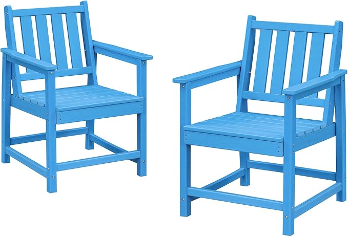 Patio Dining Chair Set of 2, HDPE Outdoor Dining Chair, Ergonomic HDPE Dining by SeeHill