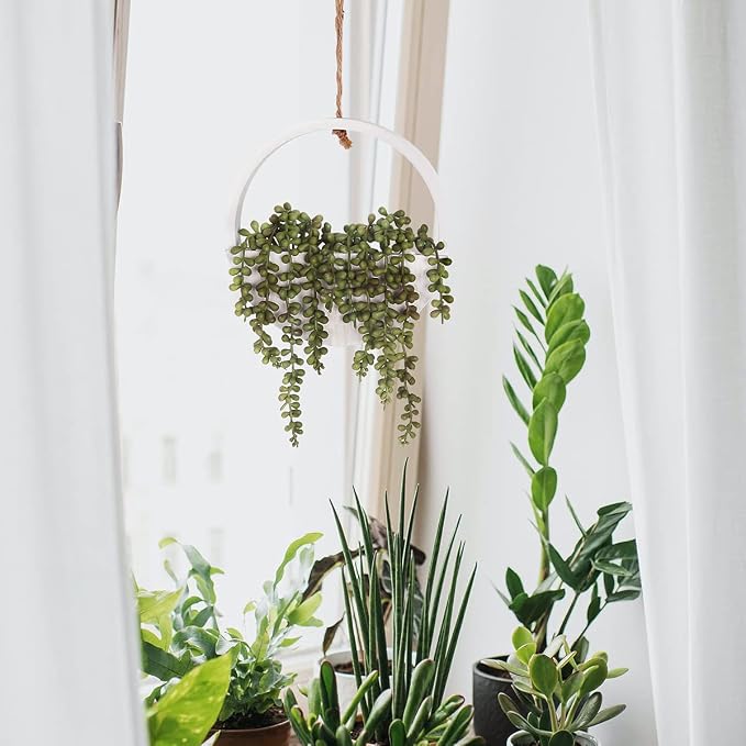 Floweroyal Artificial Succulents Hanging Plants 12.2'' Fake String of Pearls in - Image 4