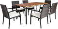 Tangkula 7 Pieces Patio Dining Set, Acacia Wood Wicker Dining Furniture Set by TANGKULA