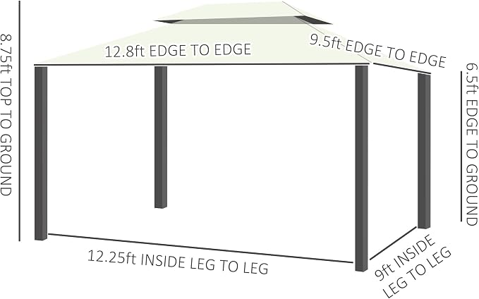 Outsunny 10' x 13' Patio Gazebo, Outdoor Gazebo Canopy Shelter - Image 7