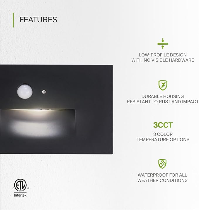 ASD LED Recessed Step Light Fixture, Dusk to Dawn Outdoor Tread Lighting | 3CCT - Image 3