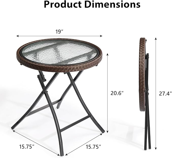 Outvita 2Pcs Folding Outdoor Side Tables - Image 3