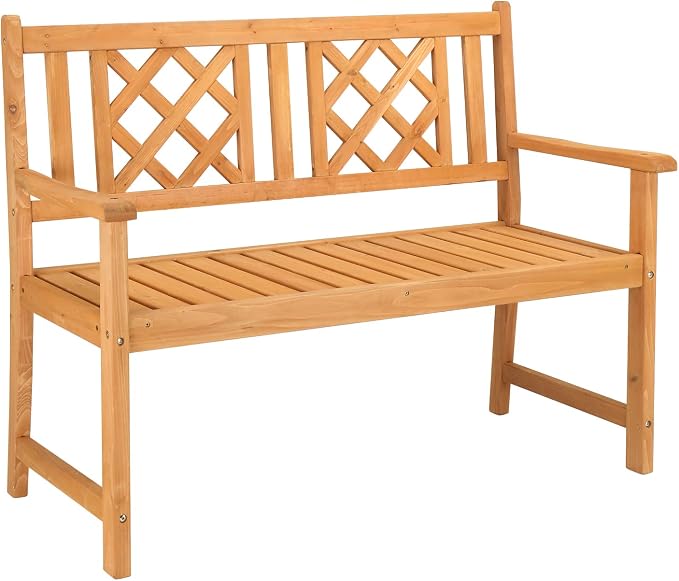 Outdoor Bench Weatherproof, Wooden Garden Bench, Outdoor Wood Patio Bench by Shyneer