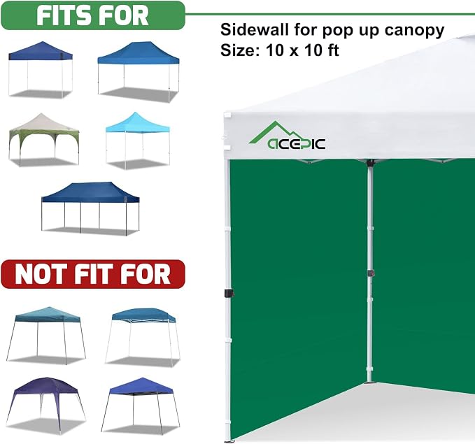 Sidewalls for 10x10 Pop Up Canopy, 210D Polyester Waterproof Canopy Sidewalls - Image 3