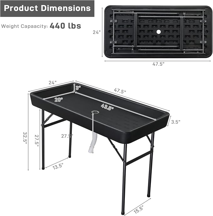 VINGLI 4 Foot Folding Party Ice Cooler, Portable Tailgate Camp Fishing Cleaning - Image 3