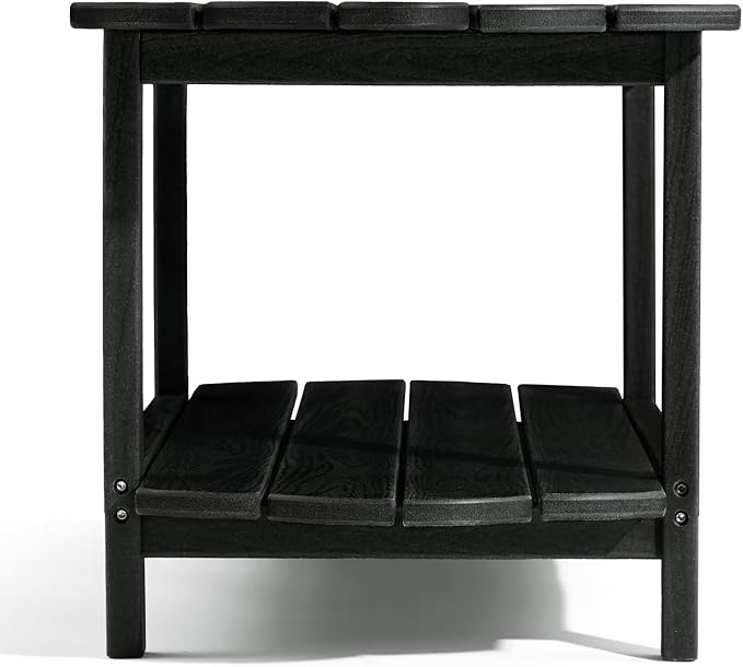 Adirondack Outdoor Patio Table-2 Tier Black Coffee Table Irregular Outside Table - Image 9