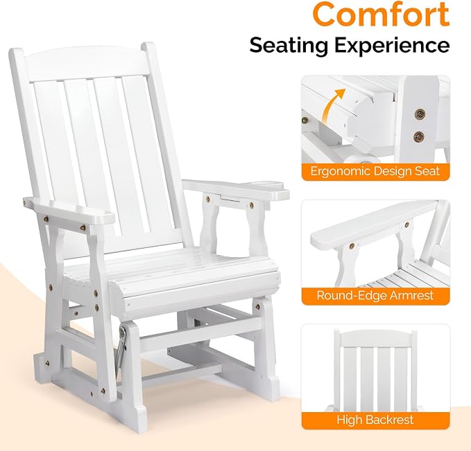 VINGLI Outdoor Glider Chair Wood Patio Glider - Image 4
