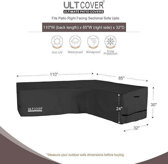 ULTCOVER Patio L-Shaped Right Facing Sofa Cover Waterproof - Image 2