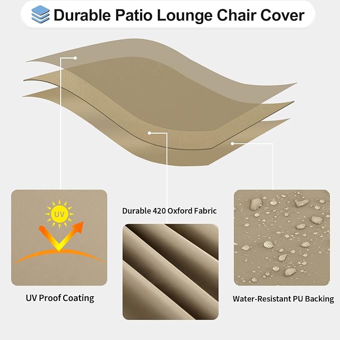 OutdoorLines Outdoor Waterproof Patio Chaise Lounge Chair Cover - Image 3