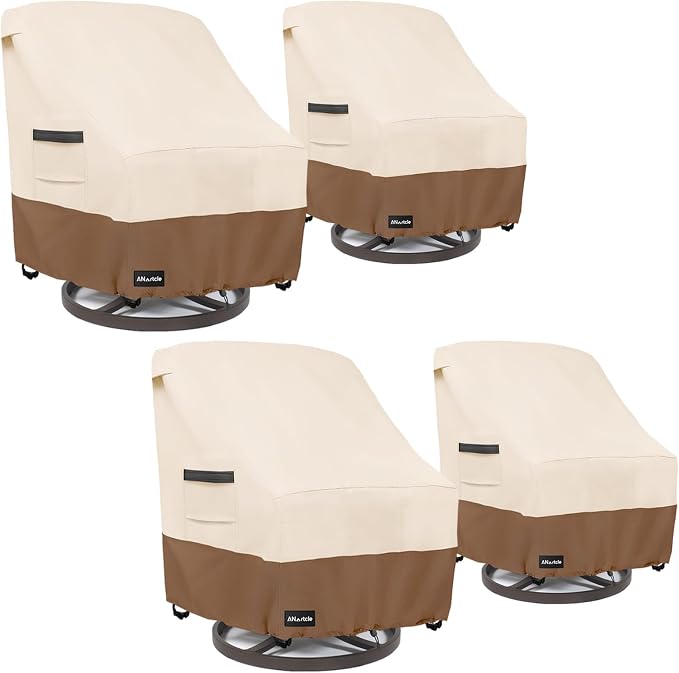 Swivel Patio Chair Cover 4 Pack, 600D Waterproof Heavy Duty Outdoor Chair Cover by PatioFurnitureCovers