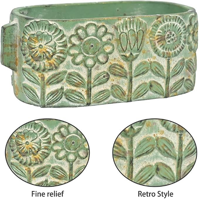 8 inch Green Pots Planters Indoor Plants Succulent Pots Rectangle Window Box - Image 3