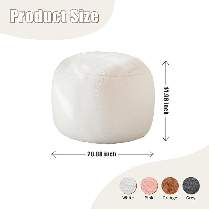 Round Stuffed Pouf Ottoman for Foot Rest, A Round Modern Foam Filled Poufs - Image 2