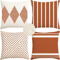 RABUSOFA Outdoor Pillows Covers 20x20 inch Waterproof, Fall Rust and Beige Boho by RABUSOFA